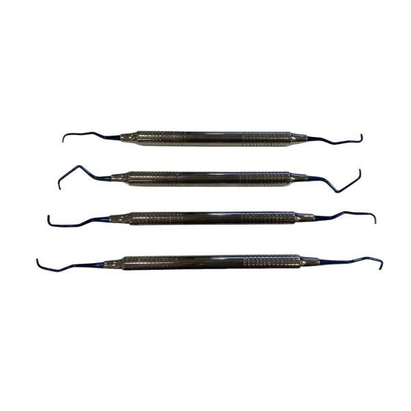 Gracey-Küretten-Set, 4-teilig, Parodontalinstrumente, blau