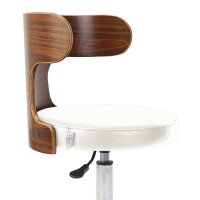 Design Drehhocker mit Holz-Rückenlehne weiß