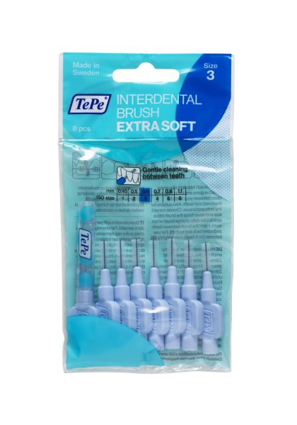 TePe Interdentalbürsten Extraweich Hellblau 0,6 mm 8 Stück