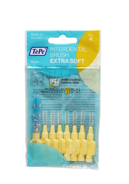 TePe Interdentalbürsten Extraweich Hellgelb 0,7 mm 8 Stück